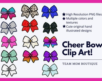 Cheer Bow Clip Art | Cheer PNG files | Sparkly Cheer Bows