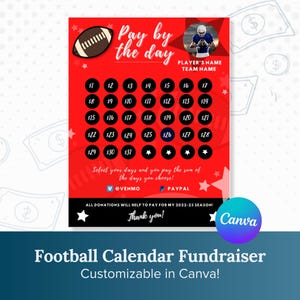 Football Calendar Fundraiser | Football Fundraiser Template | Football Team Ideas