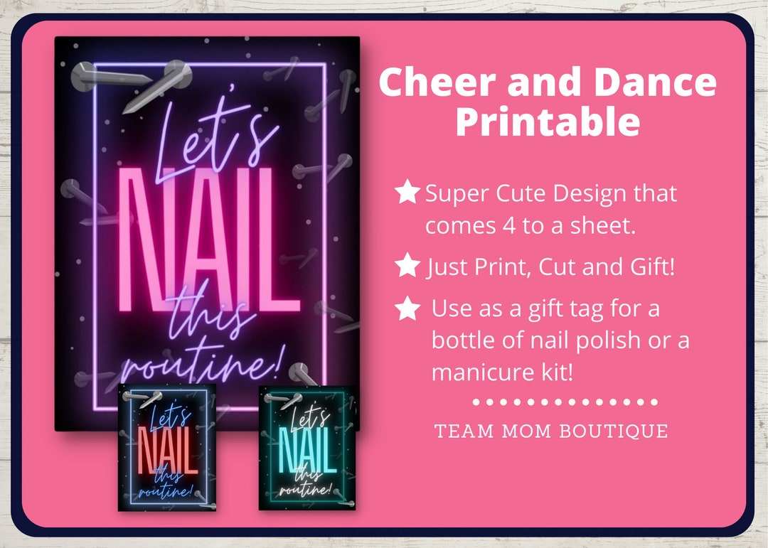 Cheer Printables Gift for Cheer Team Nail Polish Gift Tag Let's Nail