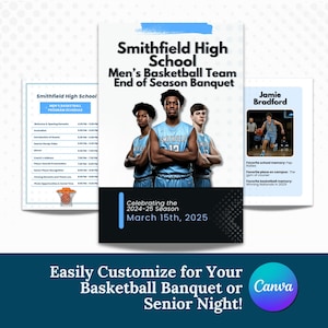 Editable Basketball Banquet Program | Senior Night & Team Awards