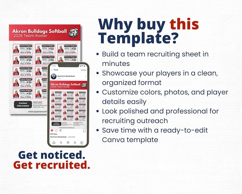 Editable Team Recruiting Profile Template, Roster Sheet (digital ...