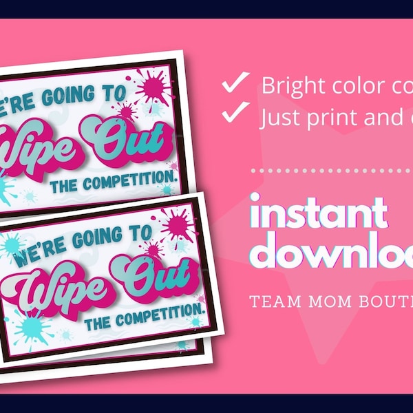 Cheer Printables | Team Gift Ideas | Wipe out the Competition