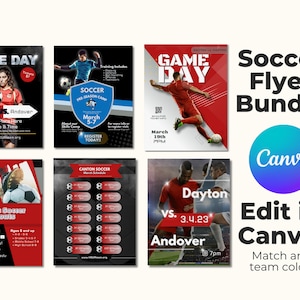 Soccer Flyer Template| Editable Soccer Template | Canva Template| Soccer Game Day Template