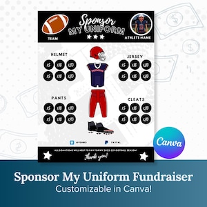 Football Fundraiser | Sponsor My Uniform |  Football Team Ideas