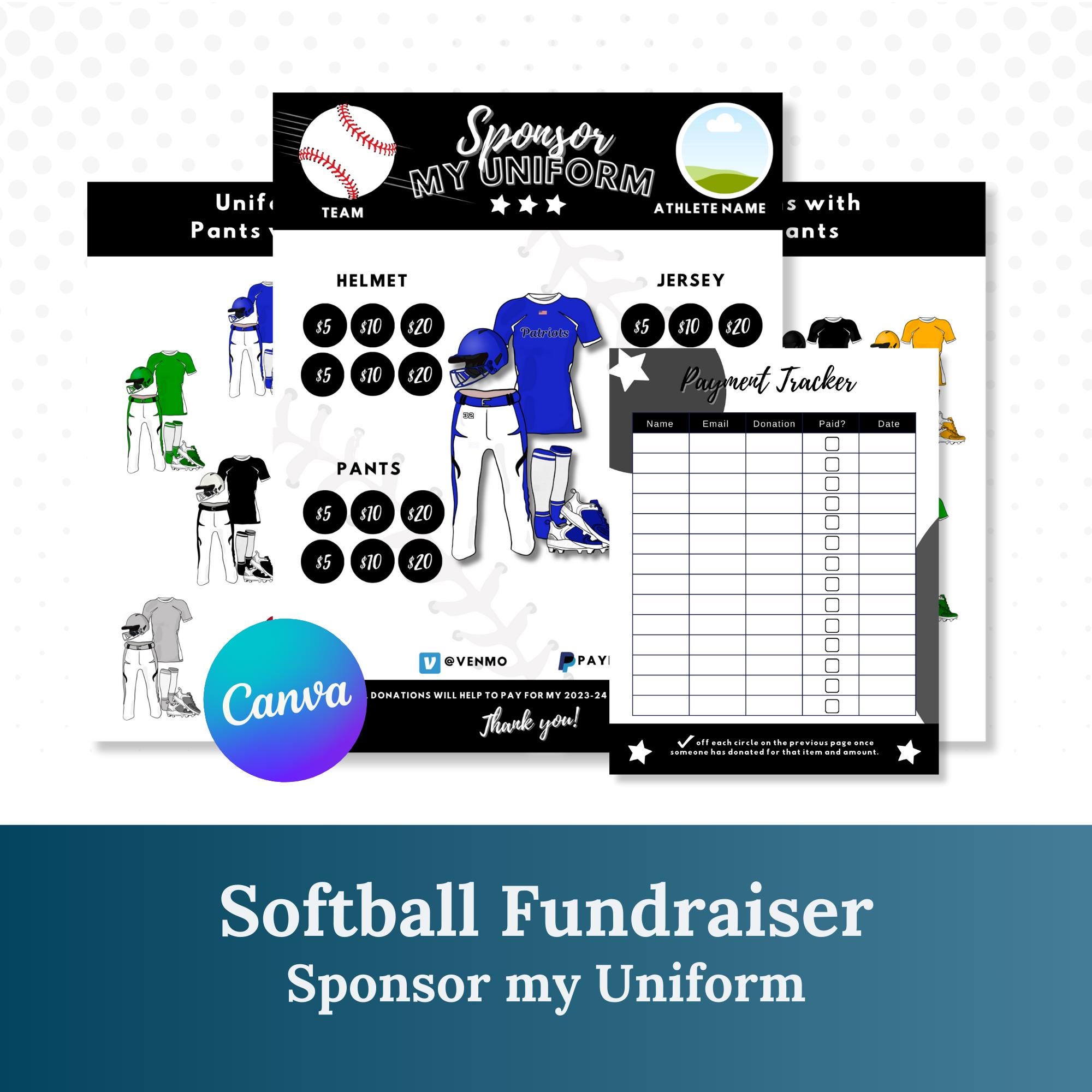 Softball Fundraiser | Sponsor My Softball Uniform | Softball Team Ideas| Editable Softball Template