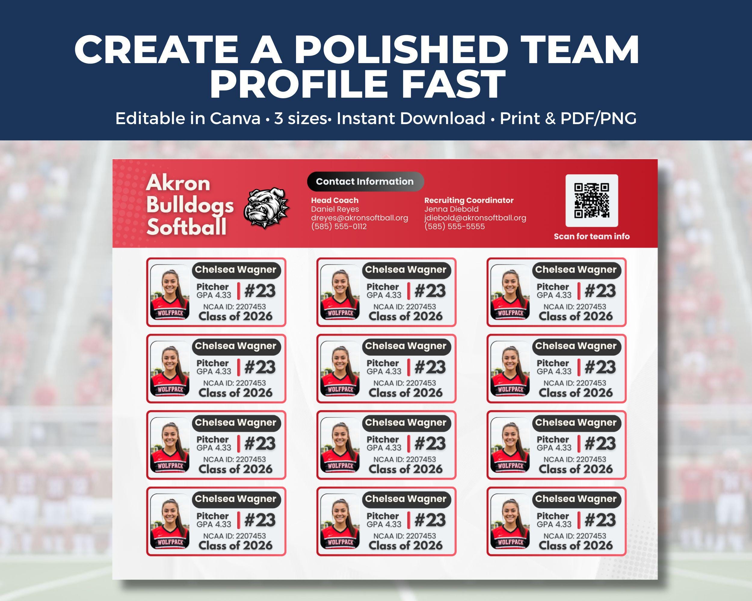 Editable Team Recruiting Profile Template, Roster Sheet (digital ...