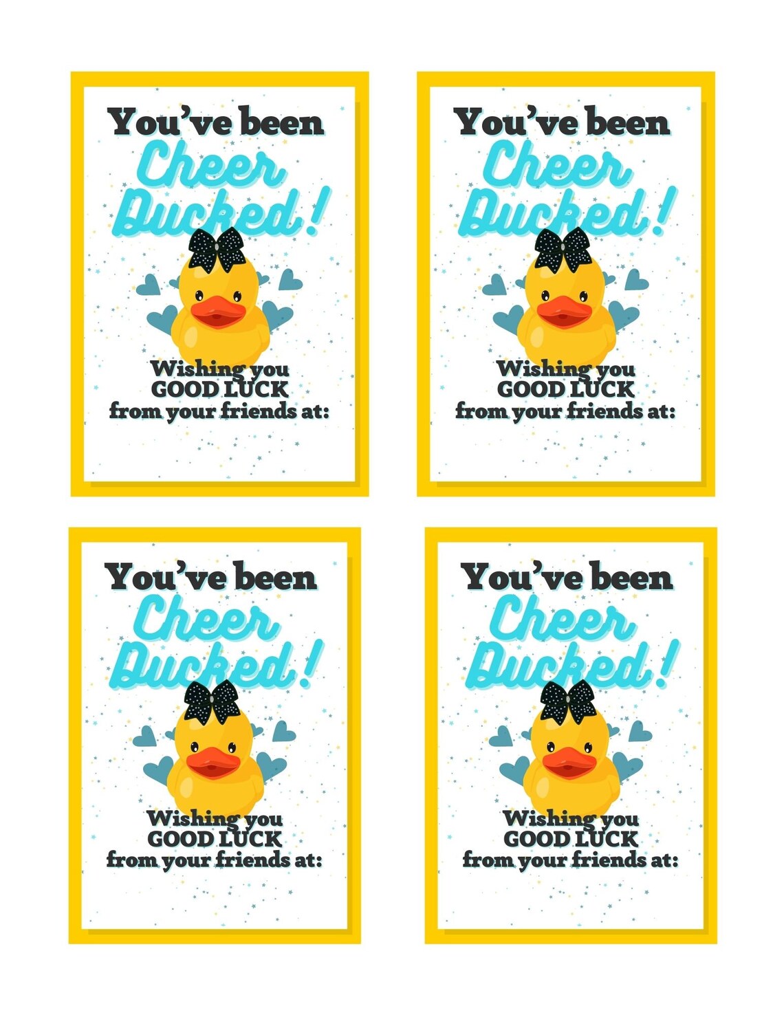 Cheer Printables Gift for Cheer Team Cheer Duck Tag - Etsy