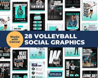 Plantillas de Instagram para voleibol / Gráficos editables para redes sociales (Descarga digital)