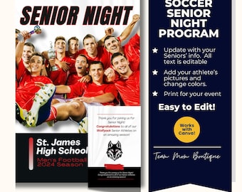 Soccer Senior Night Program: Editable Brochure (Digital Download)