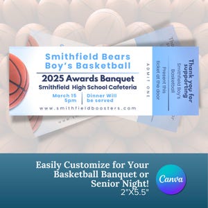 Basketball Bankett Tickets Vorlage | Bearbeitbares Sport Event Ticket | Auszeichnungen Nacht druckbar