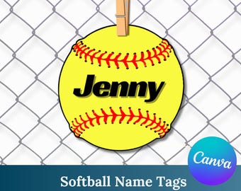 Softball Name Tags | Softball Printables | Softball Team Ideas | Softball Bag Tags