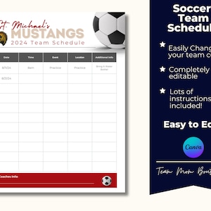 Editable Soccer Team Schedule Template: Canva Planner (Digital Download)