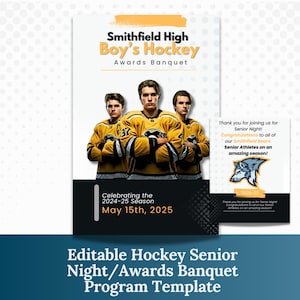 Editable Hockey Banquet Program | Senior Night & Team Awards
