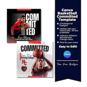 Basketball Commitment Social Media Template, Basketball Social Template, High School Recruitment