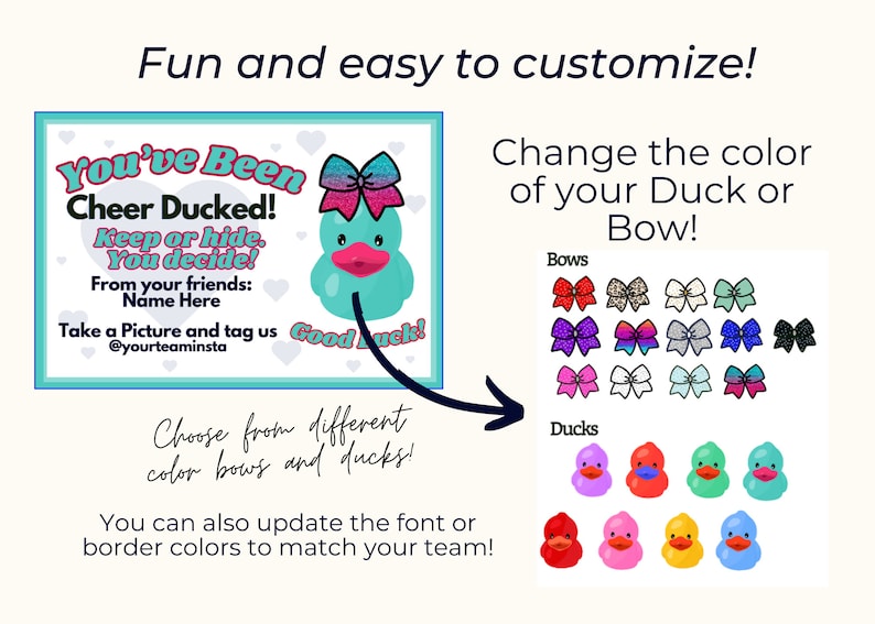 Cheer Duck Tag Editable Ducks Tags Cheer Printables You've Been Cheer Ducked image 4