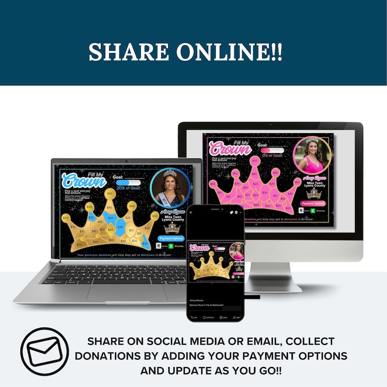 Editable Pageant Fundraiser Template | Fill My Crown Donation Chart (Canva) image 4