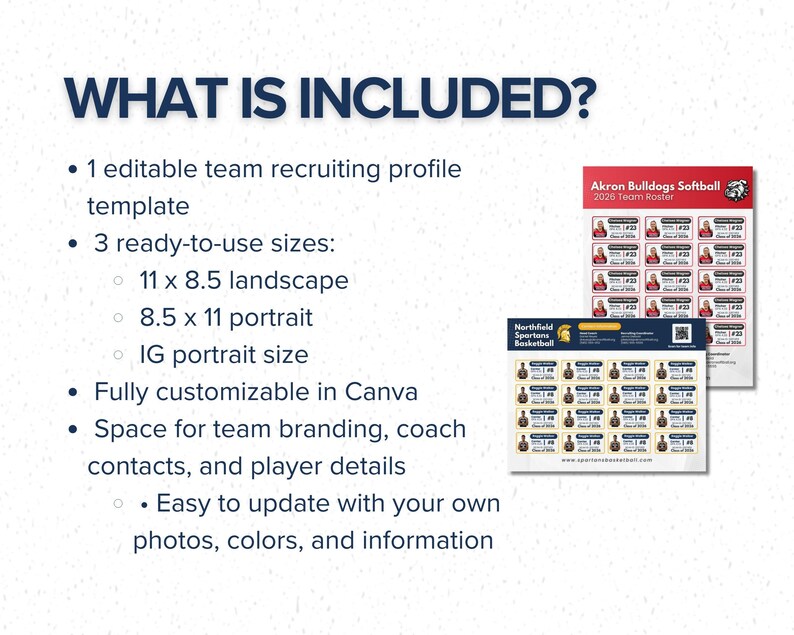 Editable Team Recruiting Profile Template, Roster Sheet (digital ...