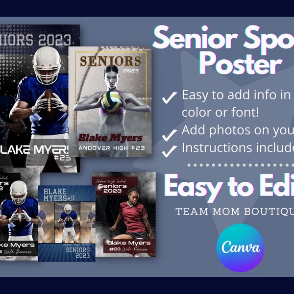 Senior Night Photo Template Sports Photo Poster | Canva Template| Editable Photo Template