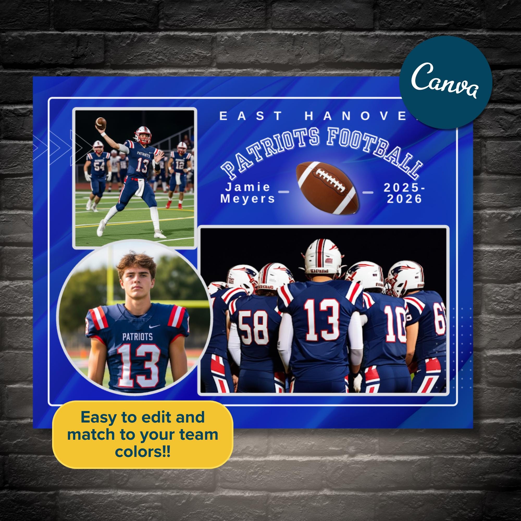 Football Memory Mate Template • 8x10 Photo Collage for Team ...