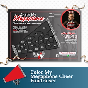 Color My Megaphone Fundraiser Canva Template | Cheerleading Donation Tracker | Editable Digital Download