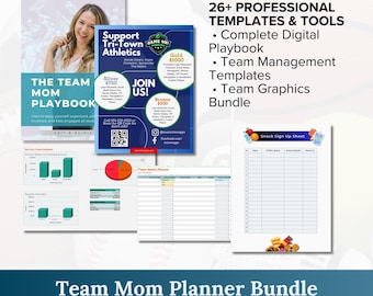 Team Planner Bundle with Templates | Sports Team Management Digital Kit | Team Mom Coach Organizer | Complete Planning System