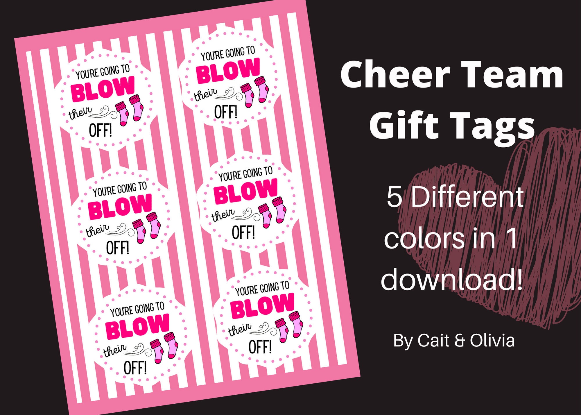 Cheer Printables Team Gift Ideas Blow Their Socks off Candy Team Gift Idea - Etsy