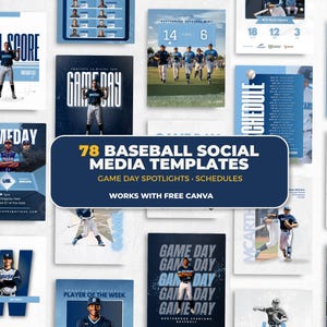 Baseball Templates Bundle | 78 Social Media Templates for Teams | Game Day, Player Spotlights, Schedules  – Works with Canva