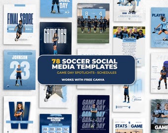 Soccer Templates Bundle | 78 Social Media Templates for Teams | Game Day, Player Spotlights, Schedules – Works with Canva
