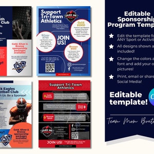 Plantilla de patrocinio personalizable para equipos y programas: diseño editable en Canva