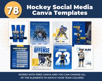 Hockey Pro Pack | 78 Canva Templates for Social Media, Game Day, & Player Spotlights