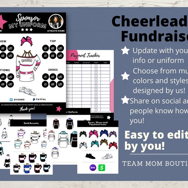 Cheerleading Fundraiser | Sponsor My Cheer Uniform | Cheer Team Ideas| Editable Cheer Template