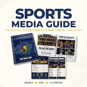 Sports Media Guide Canva Template, Football Media Guide, Athletic Program Template, Team Program, Sponsor Ads, Senior Night Program