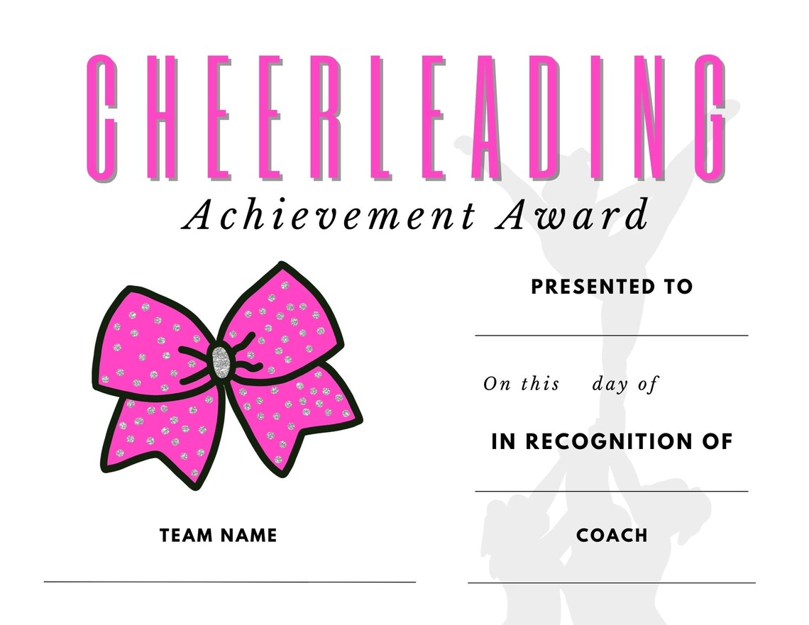 Cheer Award Certificate End of Year Cheer Award Cheer Etsy