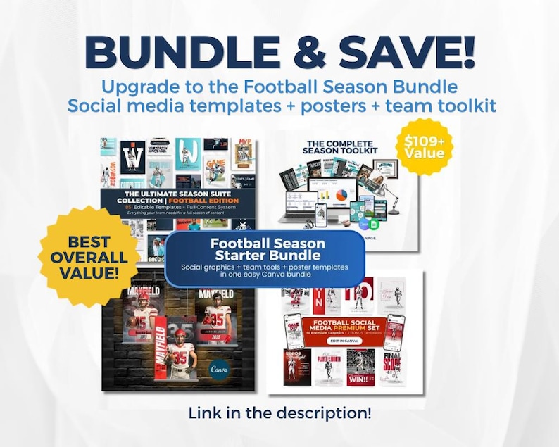 Football Templates Bundle, Sports Social Media Graphics (Digital Download) image 5