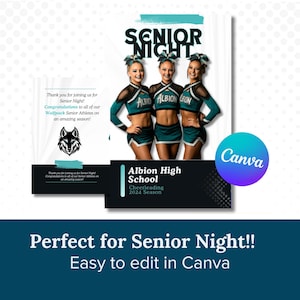 Cheer Senior Program Template | Editable Canva Senior Night Program | Cheer Senior Night Printable Program