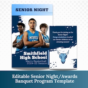 Senior Night Program Canva Template| Editable Senior Night Brochure| Sports Template