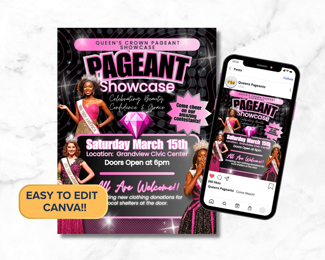 Editable Pageant Flyer Template, Portrait Layout (digital Download) - Etsy