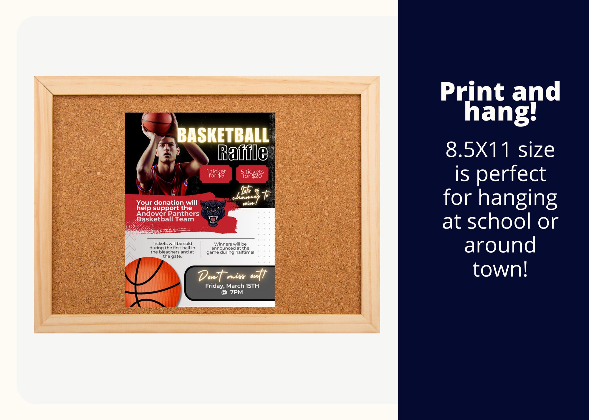 Basketball Raffle Flyer Template: Editable Fundraiser (digital Download ...