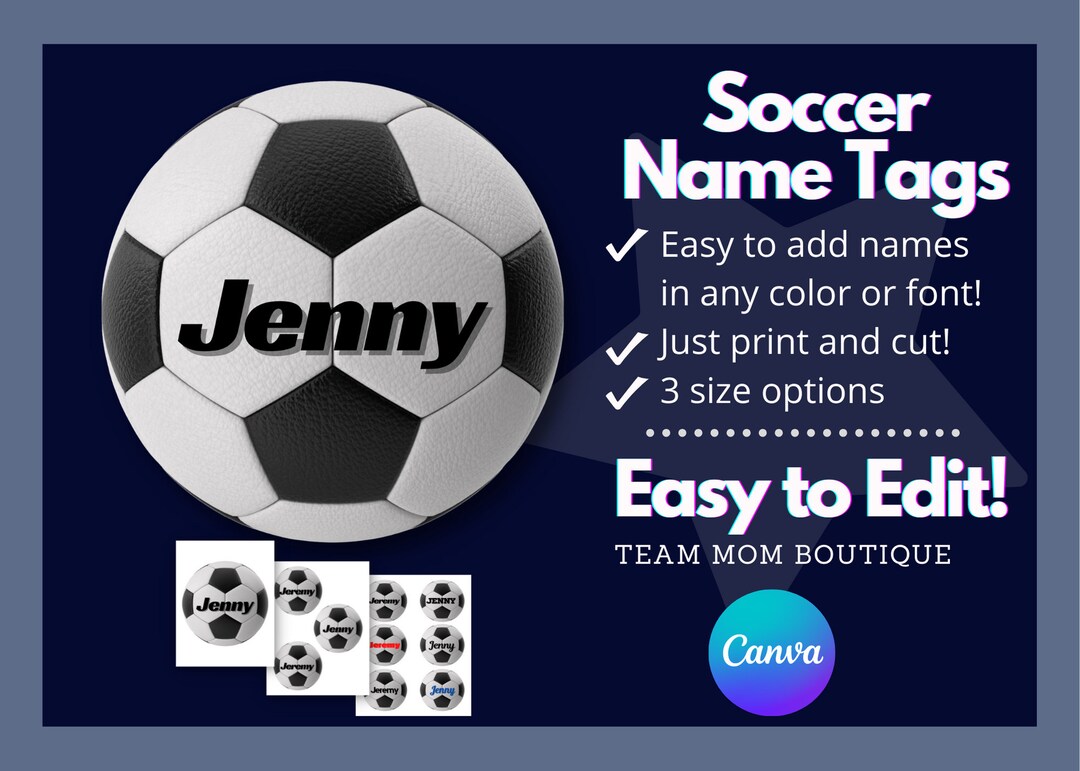 Soccer Name Tags Soccer Printables Soccer Team Ideas Editable