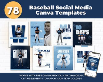 Baseball Pro Pack | 78 Canva Templates for Social Media, Game Day, & Player Spotlights