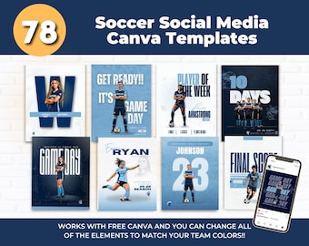 Soccer Pro Pack | 78 Canva Templates for Social Media, Game Day, & Player Spotlights