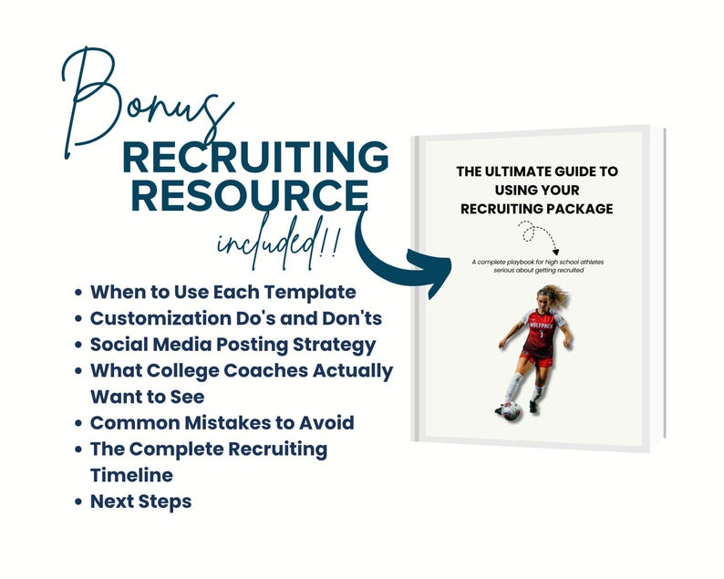 Recruiter Bonus Soccer Recruiting Template Bundle, College Athlete Profile (digital ...