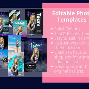 Cheer Photo Trading Card Template: Editable Canva Design (Digital Download)