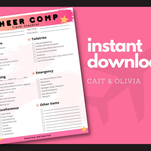Cheer Competition Packing List Etsy Canada