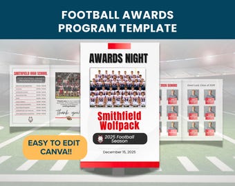 Football End-of-Season Program Template • Banquet & Awards Booklet • 8.5×11