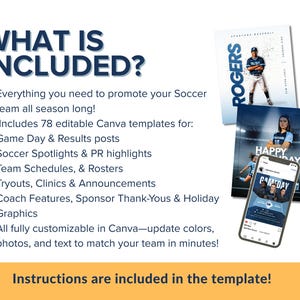 Soccer Templates Bundle | 78 Social Media Templates for Teams | Game Day, Player Spotlights, Schedules – Works with Canva image 2