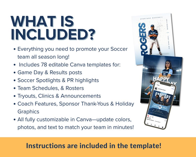 Soccer Templates Bundle | 78 Social Media Templates for Teams | Game Day, Player Spotlights, Schedules – Works with Canva image 2