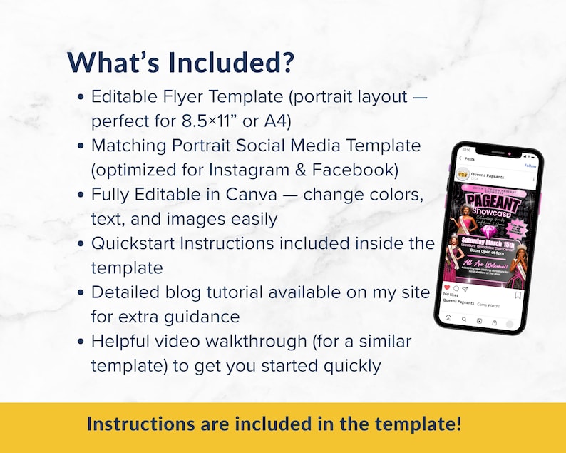 Editable Pageant Flyer Template for Canva, Matching Social Media ...