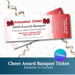Cheer Bankett Tickets Vorlage | Bearbeitbares Sport Event Ticket | Auszeichnungen Nacht druckbar