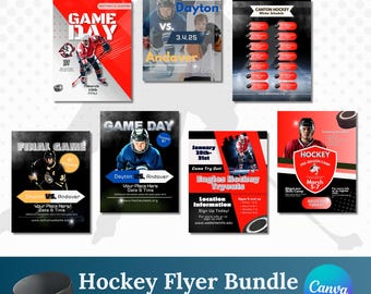 Hockey Flyer Template| Editable Hockey Template | Canva Template| Hockey Game Day Template
